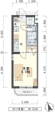 川内駅 徒歩18分 4階の物件間取画像